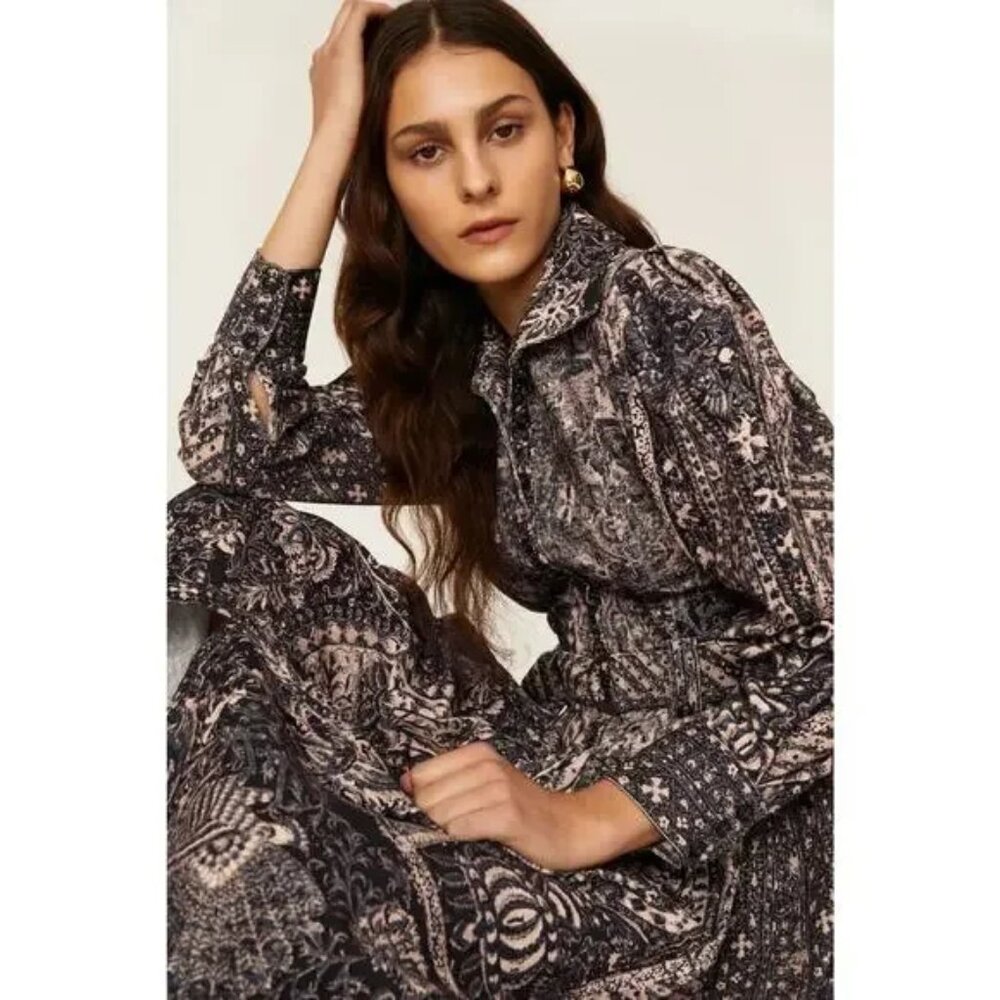 Ulla Johnson Lucinda Puff Sleeve Victorian Inspired Collared Maxi Dress size 2 - Picture 7 of 14